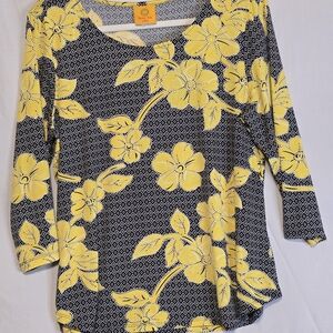 Floral Yellow and Black Women's Top